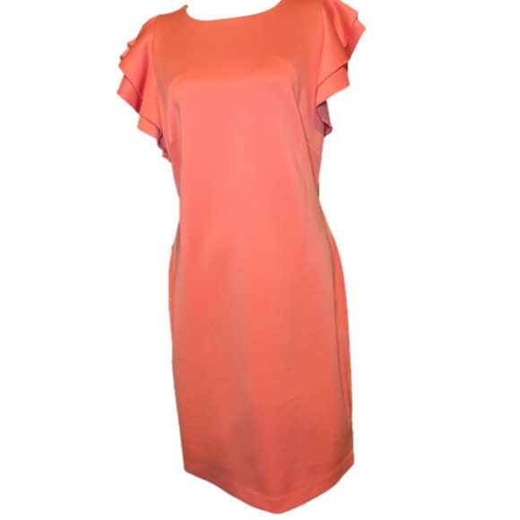 Tommy Hilfiger Dresses & Skirts - 𝅺Tommy Hilfiger Coral Ruffle Sleeve Sheath Dress Brand NWT size 12